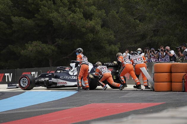 FORMULA 1 EMIRATES GRAND PRIX DE FRANCE 2021 19.06.2021, Circuit Paul Ricard, Le Castellet, FORMULA 1 EMIRATES GRAND PRIX DE FRANCE 2021 , im Bild Abflug von Yuki Tsunoda (JPN 22), Scuderia AlphaTauri Honda in die Streckenbegrenzung.