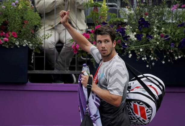 Mandatory Credit: Photo by Ella Ling BPI Shutterstock (12115521be) Cameron Norrie of Great Britain celebrates Cinch Championships, Day Six, Tennis, Queens Club, London, UK - 19 June 2021 EDITORIAL USE ONLY No use with unauthorised audio, video, data, fixture lists, club league logos or live services. Online in-match use limited to 120 images, no video emulation. No use in betting, games or single club league player publications. Cinch Championships, Day Six, Tennis, Queens Club, London, UK - 19 June 2021 EDITORIAL USE ONLY No use with unauthorised audio, video, data, fixture lists, club league logos or live services. Online in-match use limited to 120 images, no video emulation. No use in betting, games or single club league player publications. Copyright: xEllaxLing BPI Shutterstockx 12115521be
