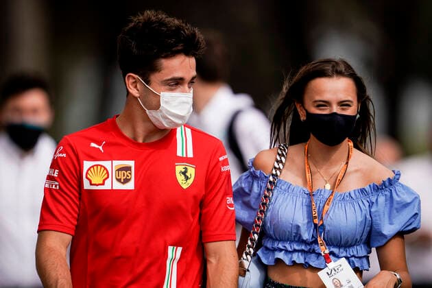 June 20, 2021, Le Castellet, France: CHARLES LECLERC of Monaco and Scuderia Ferrari is seen arriving at the track with his girlfriend CHARLOTTE SINE ahead of the 2021 FIA Formula 1 French Grand Prix at Circuit Paul Ricard in Le Castellet, France. Le Castellet France - ZUMAg147 20210620_zap_g147_002 Copyright: xJamesxGasperottix