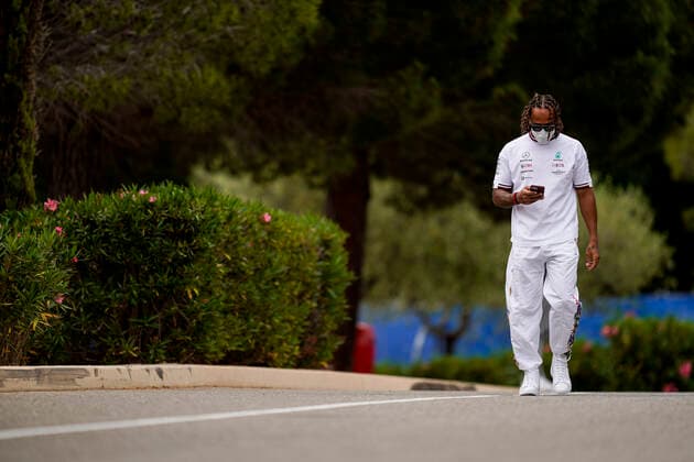 June 20, 2021, Le Castellet, France: LEWIS HAMILTON of Great Britain and Mercedes-AMG F1 Team is seen arriving at the track ahead of the 2021 FIA Formula 1 French Grand Prix at Circuit Paul Ricard in Le Castellet, France. Le Castellet France - ZUMAg147 20210620_zap_g147_016 Copyright: xJamesxGasperottix