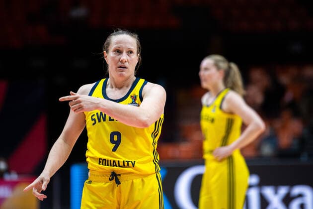 210620 Elin Eldebrink of Sweden during the FIBA Women s Eurobasket match between Sweden and Belarus on June 20, 2021 in Valencia. Photo: Maxim ThorÃ BILDBYRAN kod MT MT0192 basket basketball national team, Nationalteam fiba women s eurobasket basket-em sverige sweden belarus vitryssland dam bbeng dag 4 Copyright: MAXIMxTHORE BB210620MT047