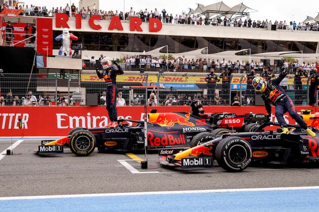 33 Max Verstappen (NED, Red Bull Racing), 11 Sergio Perez (MEX, Red Bull Racing), F1 Grand Prix of France at Circuit Paul Ricard on June 20, 2021 in Le Castellet, France. (Photo by HOCH ZWEI) Le Castellet France