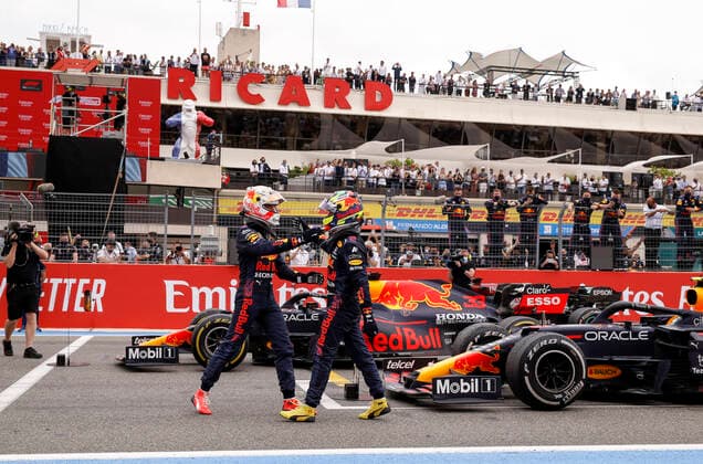 33 Max Verstappen (NED, Red Bull Racing), 11 Sergio Perez (MEX, Red Bull Racing), F1 Grand Prix of France at Circuit Paul Ricard on June 20, 2021 in Le Castellet, France. (Photo by HOCH ZWEI) Le Castellet France