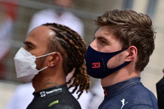 44 Lewis Hamilton (GBR, Mercedes-AMG Petronas F1 Team), 33 Max Verstappen (NED, Red Bull Racing), F1 Grand Prix of France at Circuit Paul Ricard on June 20, 2021 in Le Castellet, France. (Photo by HOCH ZWEI) Le Castellet France