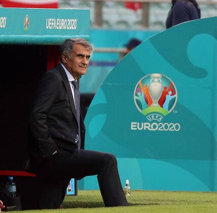Coach Senol Gunes of Turkey during the EURO 2020 Group A match between Turkey and Switzerland at Olympic Stadium in Baku , Azerbaijan , on 20 June , 2021. 