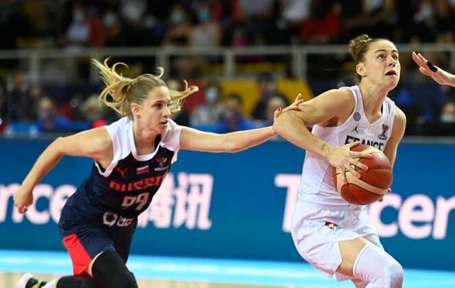 Alix Duchet of France pictured during FIBA Women s Eurobasket match between France and Russia on JUNE 20, 2021 in Strasbourg BASKET BALL : France vs Russie - Eurobasket Feminin - 20 06 2021 PhilippeCrochet Panoramic 