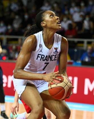 Sandrine Gruda of France pictured during FIBA Women s Eurobasket match between France and Russia on JUNE 20, 2021 in Strasbourg BASKET BALL : France vs Russie - Eurobasket Feminin - 20 06 2021 PhilippeCrochet Panoramic 
