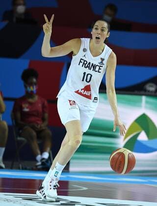Sarah Michel of Francepictured during FIBA Women s Eurobasket match between France and Russia on JUNE 20, 2021 in Strasbourg BASKET BALL : France vs Russie - Eurobasket Feminin - 20 06 2021 PhilippeCrochet Panoramic 