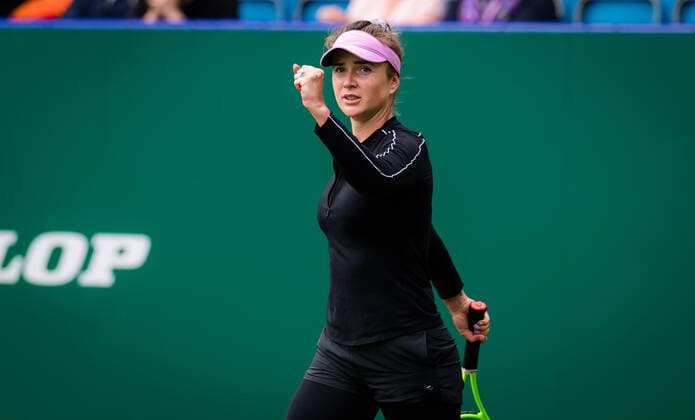 Mandatory Credit: Photo by Rob Prange Shutterstock (12163992bj) Elina Svitolina of the Ukraine in action during the first round at the 2021 Viking International WTA, Tennis Damen 500 tennis tournament Viking International Championships, Day Four, Tennis, Eastbourne, East Sussex, UK - 22 June 2021 EDITORIAL USE ONLY No use with unauthorised audio, video, data, fixture lists, club league logos or live services. Online in-match use limited to 120 images, no video emulation. No use in betting, games or single club league player publications. Viking International Championships, Day Four, Tennis, Eastbourne, East Sussex, UK - 22 June 2021 EDITORIAL USE ONLY No use with unauthorised audio, video, data, fixture lists, club league logos or live services. Online in-match use limited to 120 images, no video emulation. No use in betting, games or single club league player publications. Copyright: xRobxPrange Shutterstockx 12163992bj