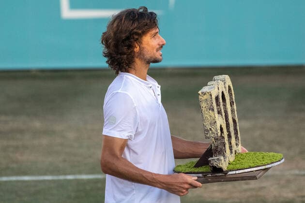 20210622 Mallorca Championships 2021 SANTA PONSA, SPAIN - JUNE 22 2021 : Feliciano Lopez of Spain wins his 500 game on the ATP, Tennis Herren Tour at - Mallorca Championships 2021 on June 22, 2021 in Santa Ponsa, . Santa Ponsa Baleares Spain