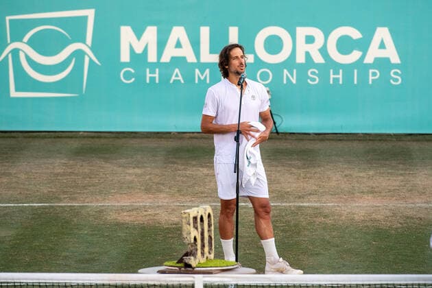 20210622 Mallorca Championships 2021 SANTA PONSA, SPAIN - JUNE 22 2021 : Feliciano Lopez of Spain wins his 500 game on the ATP, Tennis Herren Tour at - Mallorca Championships 2021 on June 22, 2021 in Santa Ponsa, . Santa Ponsa Baleares Spain