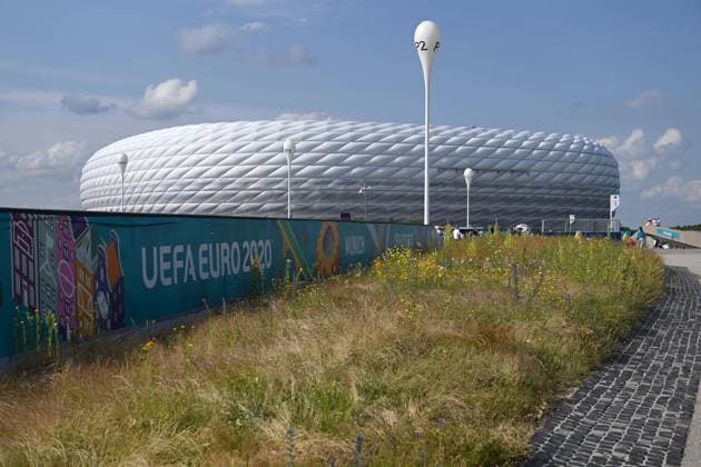 Fussball, Herren, Saison 2020 21, Euro 2020, Gruppe F (3. Spieltag) in München, Deutschland - Ungarn, Blick auf die Allianz Arena, 23.06. 2021, Copyright: xMatthiasxKochx
