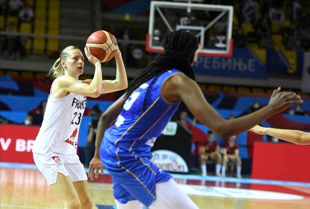 STRASBOURG, FRANCE - JUNE 23: Marine Johannes of France pictured during FIBA Women s Eurobasket match between France and Bosnia on june 23, 2021 in Strasbourg, France, 23 06 2021 BASKET BALL : France Vs Bosnie - Women s Eurobasket - 23 06 2021 Photonews Panoramic 