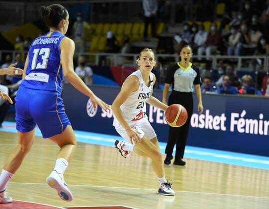 STRASBOURG, FRANCE - JUNE 23: Marine Johannes of France pictured during FIBA Women s Eurobasket match between France and Bosnia on june 23, 2021 in Strasbourg, France, 23 06 2021 BASKET BALL : France Vs Bosnie - Women s Eurobasket - 23 06 2021 Photonews Panoramic 