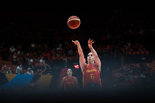 210623 Silvia Dominguez of Spain during the FIBA Women s Eurobasket quarter final match between Serbia and Spain on June 23, 2021 in Valencia. Photo: Maxim Thore BILDBYRAN kod MT MT0198 basket basketball national team, Nationalteam fiba women s eurobasket basket-em serbien serbia spain spanien dam bbeng Copyright: MAXIMxTHORE BB210623MT137