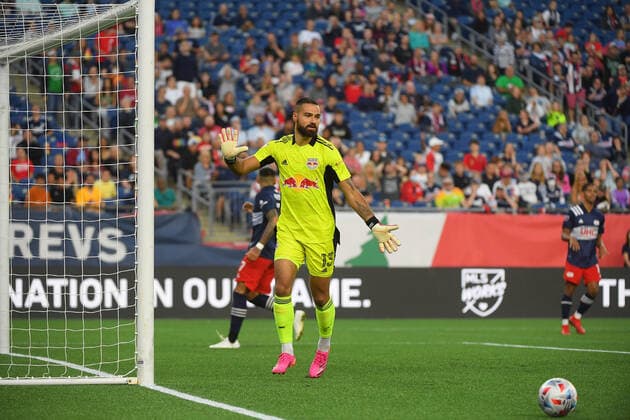June 23, 2021: New York Red Bulls goalkeeper Carlos Miguel Coronel (13) in game action during the MLS, Fussball Herren, USA game between New York Red Bulls and the New England Revolution held at Gillette Stadium in Foxborough Massachusetts. New England defeats New York 3-2. CSM Foxborough USA - ZUMAc04_ 20210623_zaf_c04_047 Copyright: xEricxCanhax