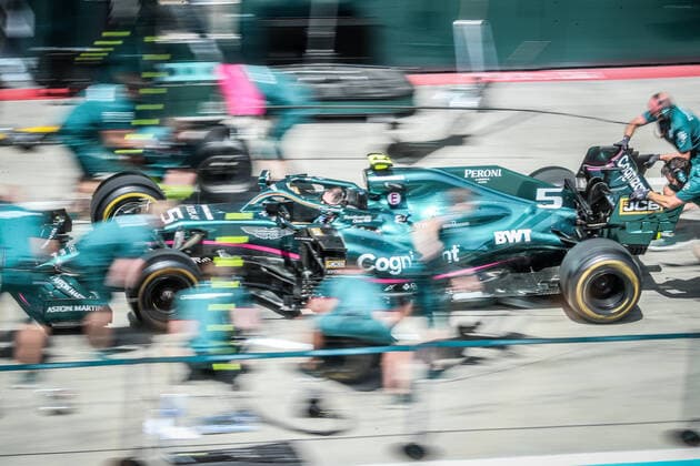 FORMULA 1 - GP of Styria 2021 SPIELBERG,AUSTRIA,24.JUN.21 - MOTORSPORTS, FORMULA 1 - Grand Prix of Styria, Red Bull Ring, preview. Image shows a test stop from Sebastian Vettel (GER Aston Martin).  GEPAxpictures xManfredxBinder