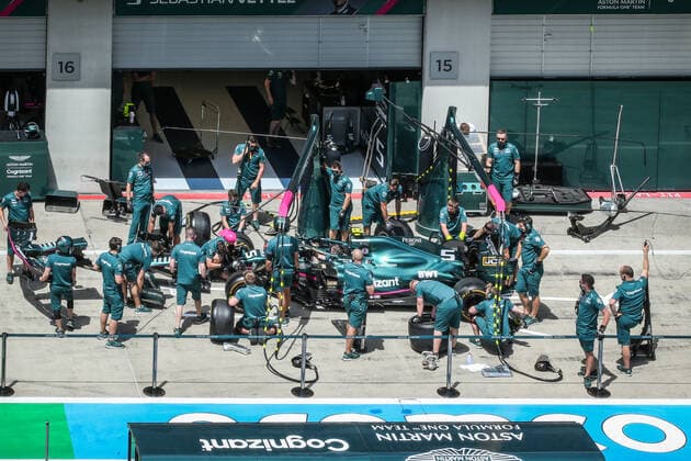 FORMULA 1 - GP of Styria 2021 SPIELBERG,AUSTRIA,24.JUN.21 - MOTORSPORTS, FORMULA 1 - Grand Prix of Styria, Red Bull Ring, preview. Image shows a test stop from Sebastian Vettel (GER Aston Martin).  GEPAxpictures xManfredxBinder