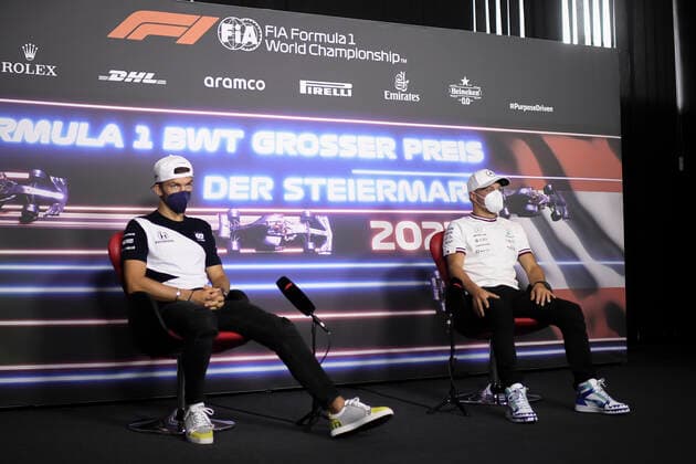 F1 Grand Prix of Styria 10 Pierre Gasly (FRA, Scuderia AlphaTauri Honda), 77 Valtteri Bottas (FIN, Mercedes-AMG Petronas F1 Team), F1 Grand Prix of Styria at Red Bull Ring on June 24, 2021 in Spielberg, Austria. (Photo by Christian Bruna EPA FIA Pool via HOCH ZWEI) Spielberg Austria Poolfoto HOCH ZWEI Pool EPA-EFE ,EDITORIAL USE ONLY
