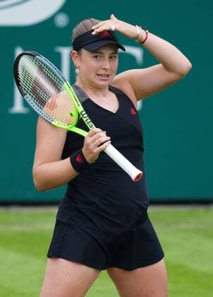 Mandatory Credit: Photo by Dave Shopland BPI Shutterstock (12167170bb) Latvia s Jelena Ostapenko reacts during her win Viking International Championships, Day Six, Tennis, Eastbourne, East Sussex, UK - 24 June 2021 Viking International Championships, Day Six, Tennis, Eastbourne, East Sussex, UK - 24 June 2021 Copyright: xDavexShopland BPI Shutterstockx 12167170bb