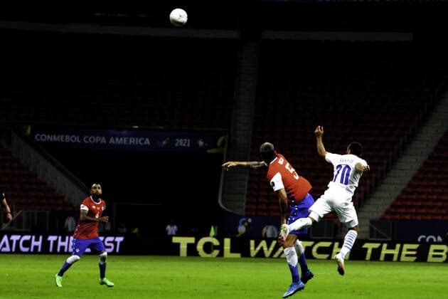 June 24, 2021, Brasilia, Federal District, Brazil: Soccer match between Chile and Paraguay, valid for 4th round of Copa America, held at Mane Garrincha stadium, in Brasilia, on Thursday (24).  Copyright: xLecoxVianax