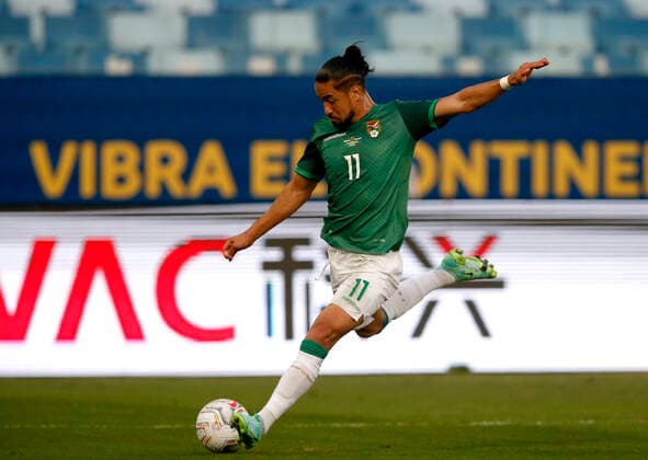 CUIABA, BRAZIL - JUNE 24: Rodrigo Luis Ramallo of Bolivia in action ,during the match between Bolivia and Uruguay as part of Conmebol Copa America Brazil 2021 at Arena Pantanal on June 24, 2021 in Cuiaba, Brazil. SPO, SOC, ICH 