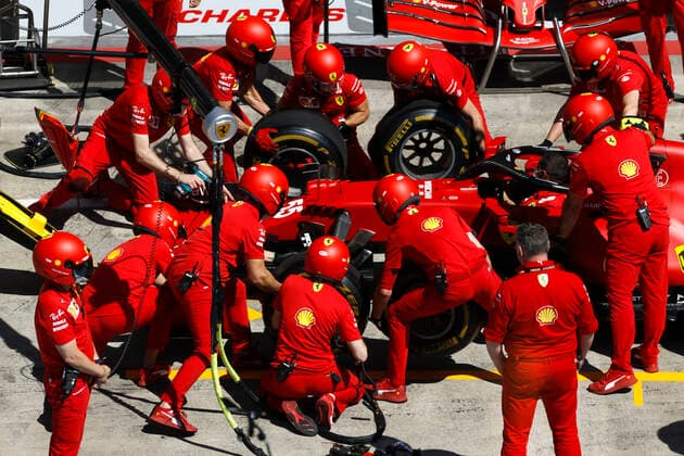 Scuderia Ferrari Mission Winnow Team during pit stop practice, F1 Grand Prix of Styria at Red Bull Ring on June 25, 2021 in Spielberg, Austria. (Photo by HOCH ZWEI) Spielberg Austria