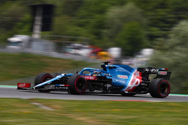 Formula 1 Styrian Gran Prix 2021 Fernando Alonso of Alpine F1 Team on track during free practice of Styrian Formula 1 Gran Prix 2021 Spielberg Red Bull Ring Austria Copyright: xBasilex