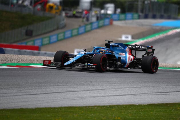 Formula 1 Styrian Gran Prix 2021 Fernando Alonso of Alpine F1 Team on track during free practice of Styrian Formula 1 Gran Prix 2021 Spielberg Red Bull Ring Austria Copyright: xBasilex