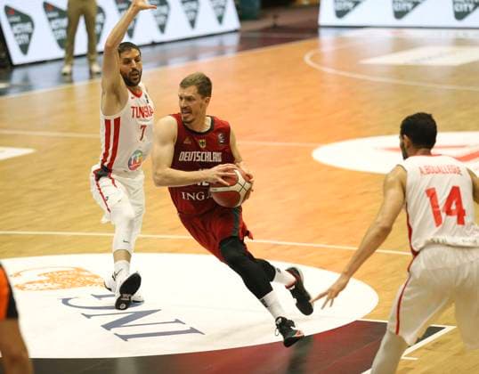 Photo : am Ball Andreas Obst ( Germany ) Basketball - Supercup Sat. 19.06. 2021 4 Nations Cup in Hamburg Deutschland - Tunesien