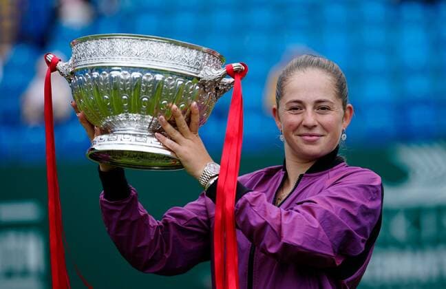 Mandatory Credit: Photo by Dave Shopland BPI Shutterstock (12168982s) Championship winner Latvia s Jelena Ostapenko with trophy Viking International Championships, Day Eight, Tennis, Eastbourne, East Sussex, UK - 26 June 2021 Viking International Championships, Day Eight, Tennis, Eastbourne, East Sussex, UK - 26 June 2021 Copyright: xDavexShopland BPI Shutterstockx 12168982s