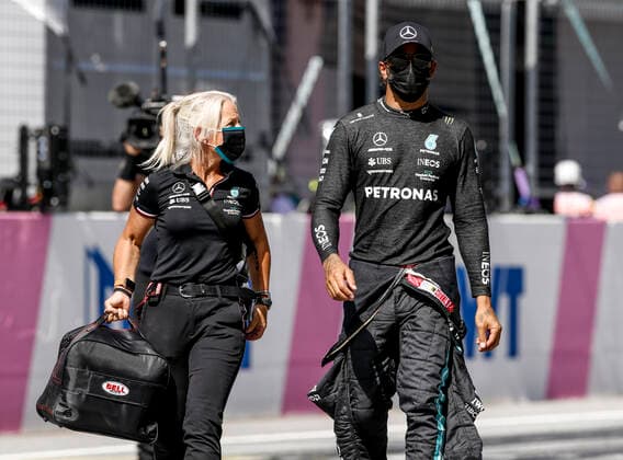 Angela Cullen (GBR, Mercedes-AMG Petronas F1 Team), 44 Lewis Hamilton (GBR, Mercedes-AMG Petronas F1 Team), F1 Grand Prix of Styria at Red Bull Ring on June 26, 2021 in Spielberg, Austria. (Photo by HOCH ZWEI) Spielberg Austria