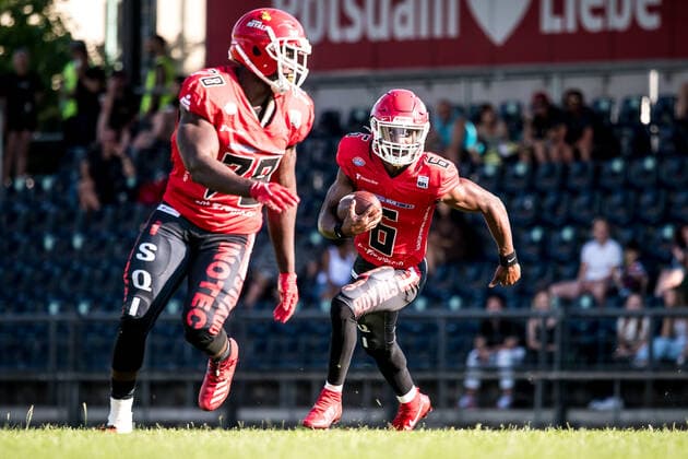 GFL German Football League Potsdam Royals vs Cologne Crocodiles 26.06.2021 GFL, Potsdam Royals - Cologne Crocodiles; Karl-Liebknecht - Stadion Potsdam, 26.06.2021 Copyright: xBEAUTIFULxSPORTS NicolxMarschallx