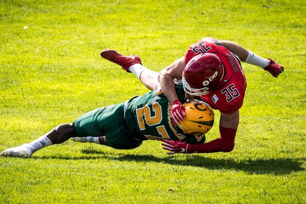Sport Bilder des Tages GFL German Football League Potsdam Royals vs Cologne Crocodiles 26.06.2021 GFL, Potsdam Royals - Cologne Crocodiles; Karl-Liebknecht - Stadion Potsdam, 26.06.2021 Copyright: xBEAUTIFULxSPORTS NicolxMarschallx