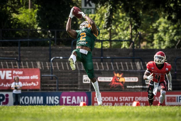 GFL German Football League Potsdam Royals vs Cologne Crocodiles 26.06.2021 GFL, Potsdam Royals - Cologne Crocodiles; Karl-Liebknecht - Stadion Potsdam, 26.06.2021 Copyright: xBEAUTIFULxSPORTS NicolxMarschallx