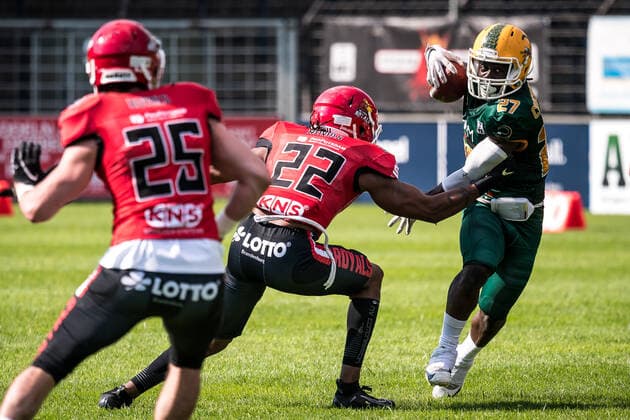 GFL German Football League Potsdam Royals vs Cologne Crocodiles 26.06.2021 GFL, Potsdam Royals - Cologne Crocodiles; Karl-Liebknecht - Stadion Potsdam, 26.06.2021 Copyright: xBEAUTIFULxSPORTS NicolxMarschallx