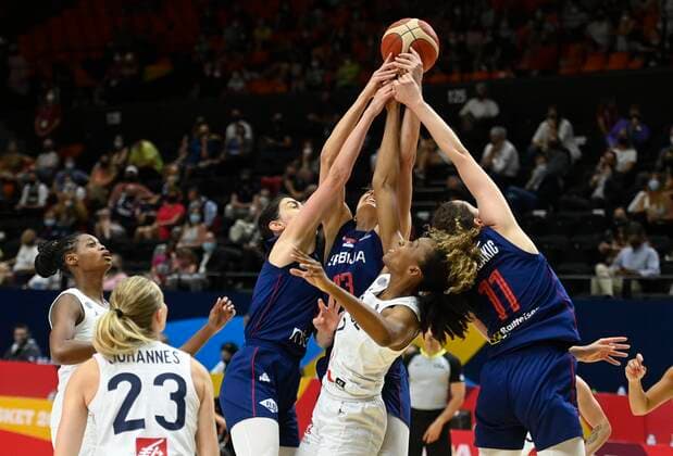 VALENCIA, SPAIN - JUNE 27: Sandrine Gruda of France pictured during finale of FIBA Women s Eurobasket match between France and Serbia on june 27, 2021 in Valencia, Spain 27 06 2021 BASKET BALL FEMININ : France vs Serbie - FIBA Women s Eurobasket - Finale - Valence - 27 06 2021 PhotoNews Panoramic 