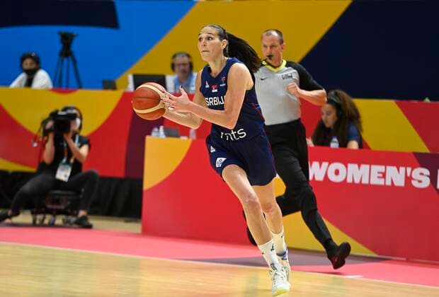VALENCIA, SPAIN - JUNE 27: Sonja Vasic of Serbia pictured during finale of FIBA Women s Eurobasket match between France and Serbia on june 27, 2021 in Valencia, Spain 27 06 2021 BASKET BALL FEMININ : France vs Serbie - FIBA Women s Eurobasket - Finale - Valence - 27 06 2021 PhotoNews Panoramic 