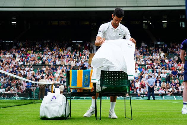 Mandatory Credit: Photo by Javier Garcia BPI Shutterstock (12172248bk) Novak Djokovic arrives on Centre Court Wimbledon Tennis Championships, Day 1, The All England Lawn Tennis and Croquet Club, London, UK - 28 Jun 2021 Wimbledon Tennis Championships, Day 1, The All England Lawn Tennis and Croquet Club, London, UK - 28 Jun 2021  Copyright: xJavierxGarcia BPI Shutterstockx 12172248bk