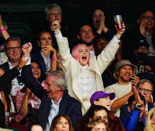 Mandatory Credit: Photo by Javier Garcia BPI Shutterstock (12172248bx) Anne-Marie watching the action on Centre Court Wimbledon Tennis Championships, Day 1, The All England Lawn Tennis and Croquet Club, London, UK - 28 Jun 2021 Wimbledon Tennis Championships, Day 1, The All England Lawn Tennis and Croquet Club, London, UK - 28 Jun 2021  Copyright: xJavierxGarcia BPI Shutterstockx 12172248bx