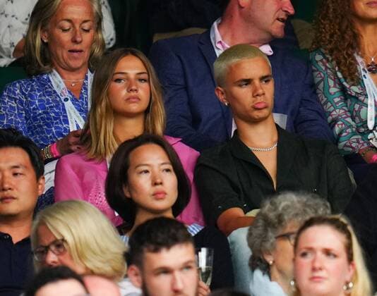 Mandatory Credit: Photo by Javier Garcia BPI Shutterstock (12172248cu) Romeo Beckham and Mia Regan watching the action on Centre Court Wimbledon Tennis Championships, Day 1, The All England Lawn Tennis and Croquet Club, London, UK - 28 Jun 2021 Wimbledon Tennis Championships, Day 1, The All England Lawn Tennis and Croquet Club, London, UK - 28 Jun 2021  Copyright: xJavierxGarcia BPI Shutterstockx 12172248cu