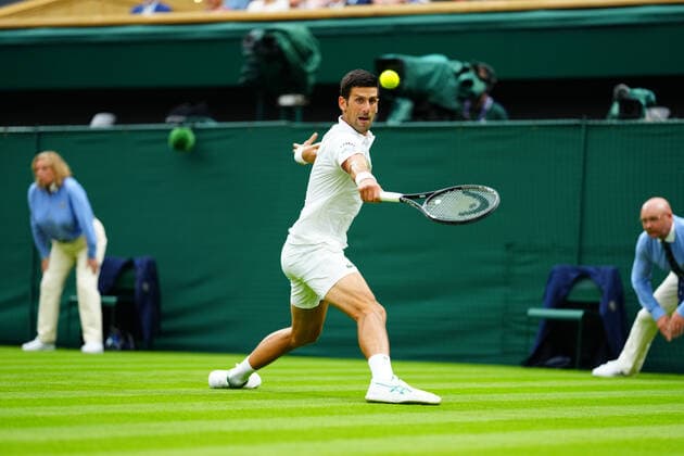 Mandatory Credit: Photo by Javier Garcia BPI Shutterstock (12172248fh) Novak Djokovic during his first round match Wimbledon Tennis Championships, Day 1, The All England Lawn Tennis and Croquet Club, London, UK - 28 Jun 2021 Wimbledon Tennis Championships, Day 1, The All England Lawn Tennis and Croquet Club, London, UK - 28 Jun 2021  Copyright: xJavierxGarcia BPI Shutterstockx 12172248fh