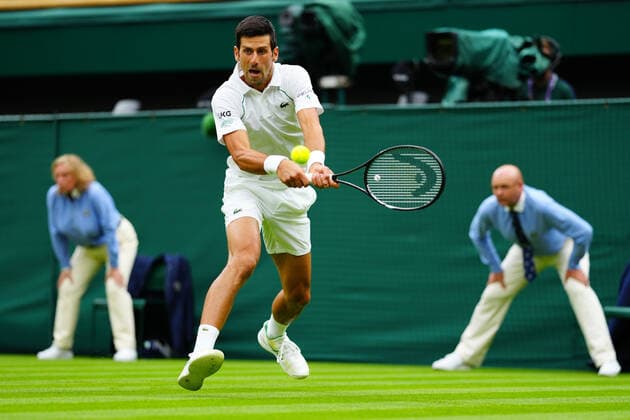 Mandatory Credit: Photo by Javier Garcia BPI Shutterstock (12172248hf) Novak Djokovic during his first round match Wimbledon Tennis Championships, Day 1, The All England Lawn Tennis and Croquet Club, London, UK - 28 Jun 2021 Wimbledon Tennis Championships, Day 1, The All England Lawn Tennis and Croquet Club, London, UK - 28 Jun 2021  Copyright: xJavierxGarcia BPI Shutterstockx 12172248hf