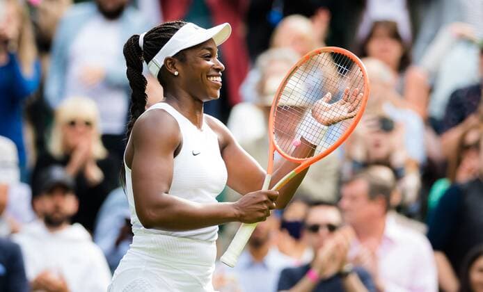 Mandatory Credit: Photo by Rob Prange Shutterstock (12172261ar) Sloane Stephens of the United States after winning the first round of the 2021 Wimbledon Championships Grand Slam tennis tournament Wimbledon Tennis Championships, Day 1, The All England Lawn Tennis and Croquet Club, London, UK - 28 Jun 2021 Wimbledon Tennis Championships, Day 1, The All England Lawn Tennis and Croquet Club, London, UK - 28 Jun 2021  Copyright: xRobxPrange Shutterstockx 12172261ar