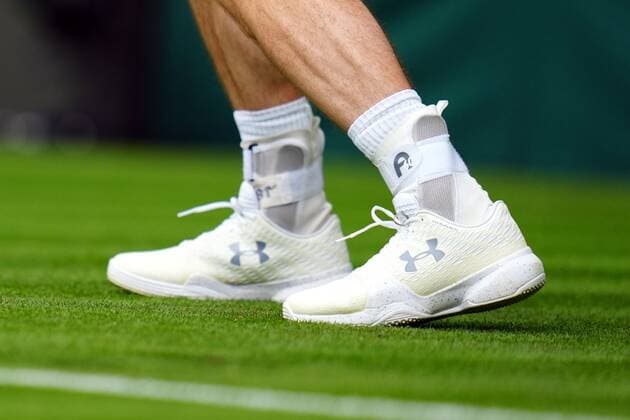 Sport Bilder des Tages Mandatory Credit: Photo by Javier Garcia BPI Shutterstock (12172248nf) The heavily supported Under Armour tennis shoes of Andy Murray, at Wimbledon for the first time in four years Wimbledon Tennis Championships, Day 1, The All England Lawn Tennis and Croquet Club, London, UK - 28 Jun 2021 Wimbledon Tennis Championships, Day 1, The All England Lawn Tennis and Croquet Club, London, UK - 28 Jun 2021  Copyright: xJavierxGarcia BPI Shutterstockx 12172248nf