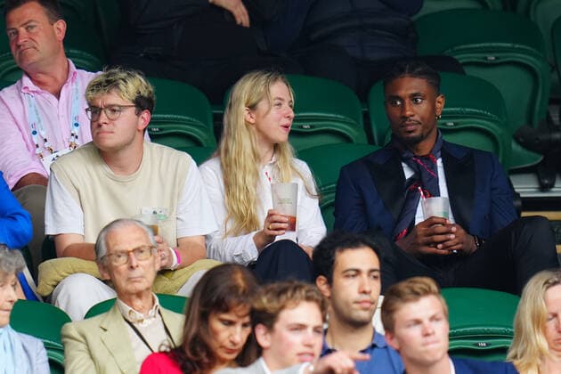 Mandatory Credit: Photo by Javier Garcia BPI Shutterstock (12172248tt) Anais Gallagher and Ovie Soko in the Centre Court crowd Wimbledon Tennis Championships, Day 1, The All England Lawn Tennis and Croquet Club, London, UK - 28 Jun 2021 Wimbledon Tennis Championships, Day 1, The All England Lawn Tennis and Croquet Club, London, UK - 28 Jun 2021  Copyright: xJavierxGarcia BPI Shutterstockx 12172248tt