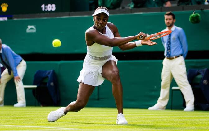 Mandatory Credit: Photo by Rob Prange Shutterstock (12172261fv) Sloane Stephens of the United States in action during the first round of the 2021 Wimbledon Championships Grand Slam tennis tournament Wimbledon Tennis Championships, Day 1, The All England Lawn Tennis and Croquet Club, London, UK - 28 Jun 2021 Wimbledon Tennis Championships, Day 1, The All England Lawn Tennis and Croquet Club, London, UK - 28 Jun 2021  Copyright: xRobxPrange Shutterstockx 12172261fv