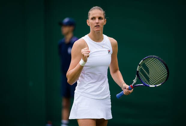 Mandatory Credit: Photo by Rob Prange Shutterstock (12173634h) Karolina Pliskova of the Czech Republic in action during the first round of the 2021 Wimbledon Championships Grand Slam tennis tournament Wimbledon Tennis Championships, Day 2, The All England Lawn Tennis and Croquet Club, London, UK - 29 Jun 2021 Wimbledon Tennis Championships, Day 2, The All England Lawn Tennis and Croquet Club, London, UK - 29 Jun 2021  Copyright: xRobxPrange Shutterstockx 12173634h