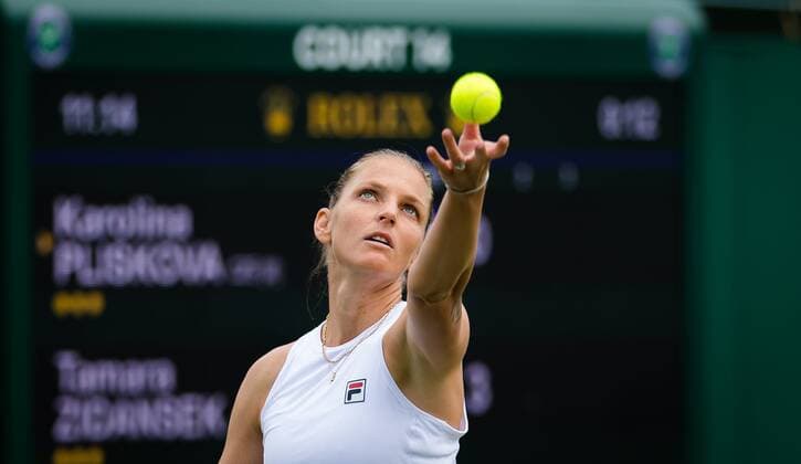 Mandatory Credit: Photo by Rob Prange Shutterstock (12173634n) Karolina Pliskova of the Czech Republic in action during the first round of the 2021 Wimbledon Championships Grand Slam tennis tournament Wimbledon Tennis Championships, Day 2, The All England Lawn Tennis and Croquet Club, London, UK - 29 Jun 2021 Wimbledon Tennis Championships, Day 2, The All England Lawn Tennis and Croquet Club, London, UK - 29 Jun 2021  Copyright: xRobxPrange Shutterstockx 12173634n