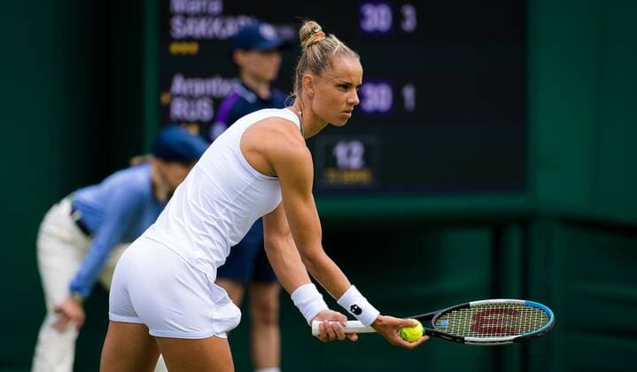 Mandatory Credit: Photo by Rob Prange Shutterstock (12173634ag) Arantxa Rus of the Netherlands in action during the first round of the 2021 Wimbledon Championships Grand Slam tennis tournament Wimbledon Tennis Championships, Day 2, The All England Lawn Tennis and Croquet Club, London, UK - 29 Jun 2021 Wimbledon Tennis Championships, Day 2, The All England Lawn Tennis and Croquet Club, London, UK - 29 Jun 2021  Copyright: xRobxPrange Shutterstockx 12173634ag